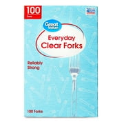 Great Value Everyday Clear Disposable Forks, 100 Count