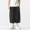 thumbnail image 2 of Gbsyewxs Mens Shorts Solid Color Elastic Waist Drawstring Wide Leg Casual Summer Shorts For Men Black, 2 of 6