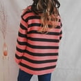 thumbnail image 4 of Womens Oversized Striped Sweater Batwing Long Sleeve Sweatshirt Knit Crew Neck Top Pullover Casual Loose Blouse (Pink XL), 4 of 6