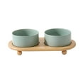 thumbnail image 3 of FITYLE Ceramic Stoneware Pet Bowl .Cat Food Bowls Feeder Set .Smooth Elevated Cat Bowls. Ceramic Cat Dish Dog Bowls for Puppy Water light green, 3 of 10