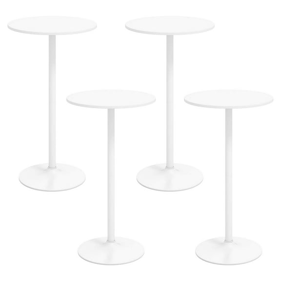 Gymax Round Bar Table Set of 4 w/Adjustable Height & Metal Base Modern Cocktail Table