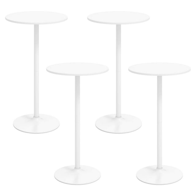 Gymax Ensemble de 4 Tables de Bar Rondes avec Hauteur Réglable et Base en Métal, Table de Cocktail Moderne