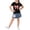 Black-02, variant on Girls' 2-Piece Short Sleeve T-Shirt with Denim Skirt Set, Casual Summer Outfit for 2-8 Years