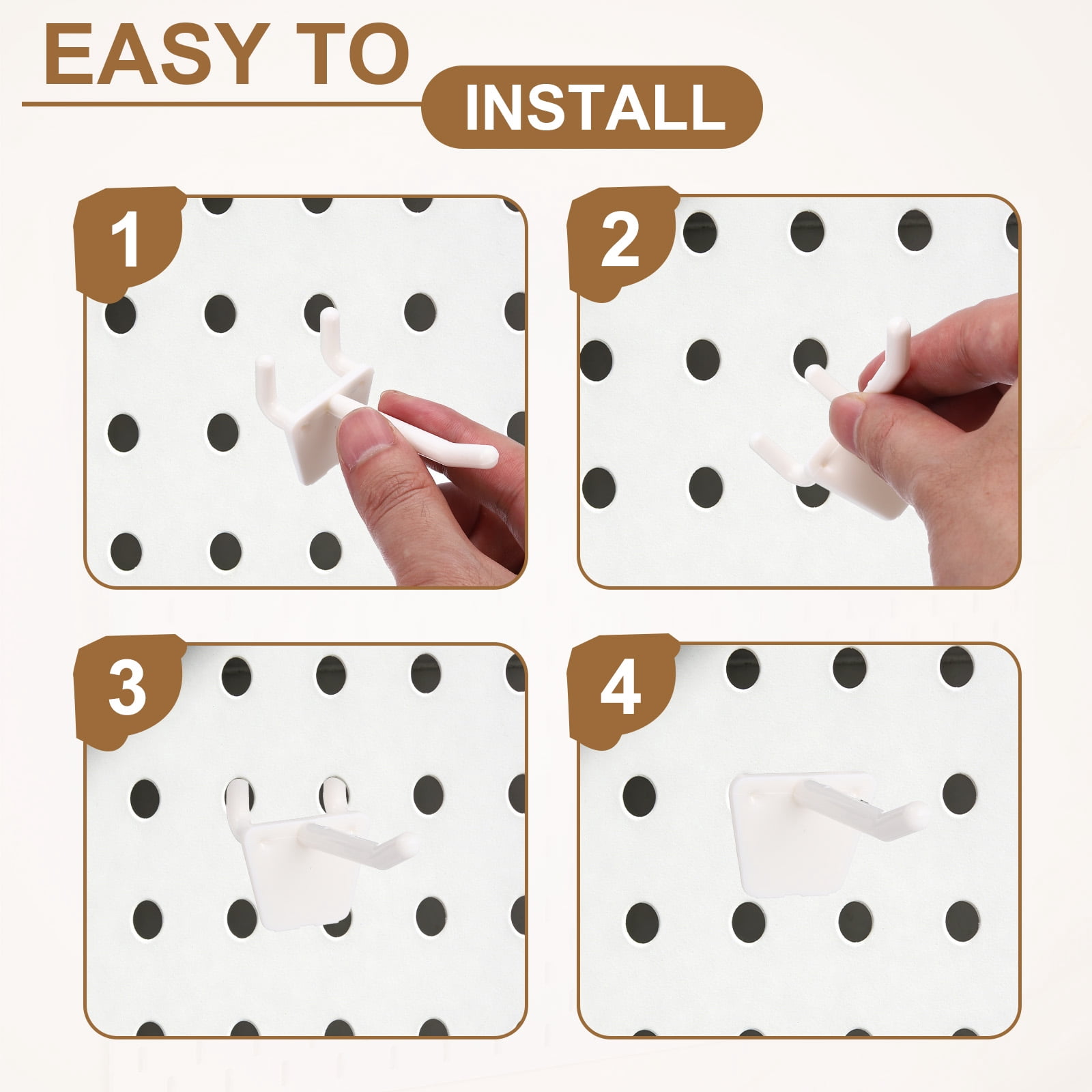 Uxcell 50 Pack Pegboard Hooks, 6 Inch Durable Plastic Pegboard Display Hooks Peg Board Organizer Accessories for Garage Craft Organization Wall Shop Gridwall Jewelry, White