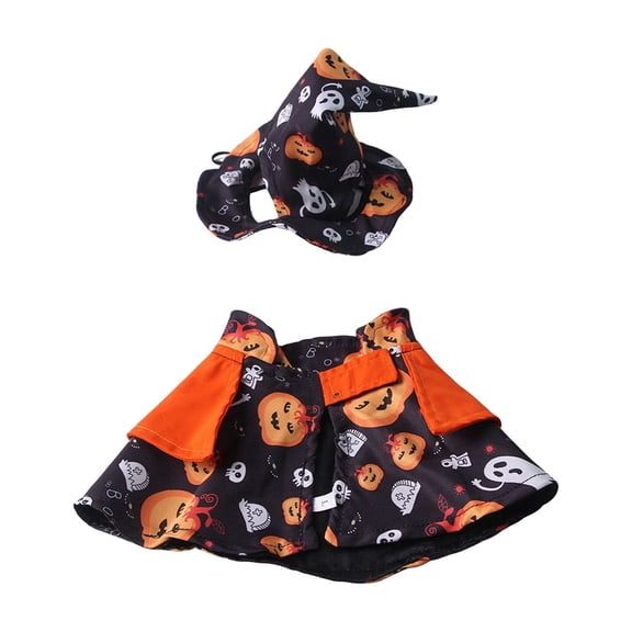 Halloween Pet Cloak Hat Set, Cute Festival Costume for Dogs and Cats, Soft and Cozy Holiday Dress Up Outfit, Adjustable Fit for Pets