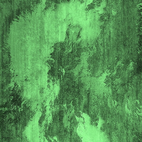 Ahgly Company Indoor Square Oriental Emerald Green Industrial Area Rugs, 3' Square