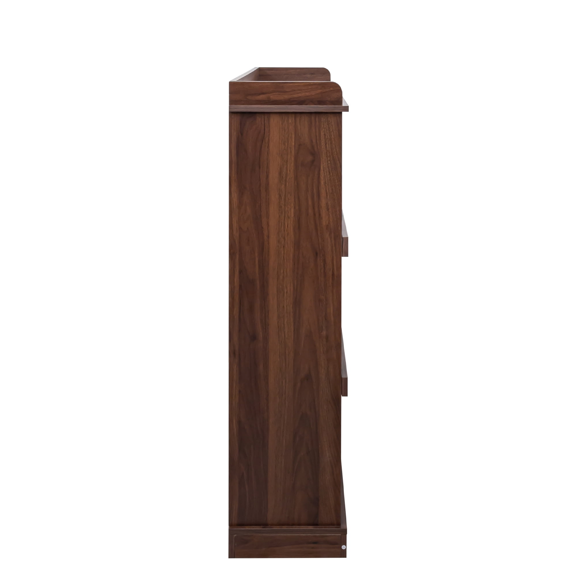Bookcase, 10 Open Shelves Storage Unit with Melamine Finish, for Books Decor Collectibles in Living Room Office, Walnut