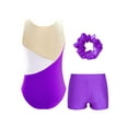 thumbnail image 2 of TSSOE Kids Girls Sleeveless Sparkle Tumbling Gymnastics Leotards with Booty Shorts Hairband Set Dance Costume Purple 14, 2 of 3