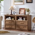 thumbnail image 6 of LEYAOYAO Farmhouse Nightstand, 2 Drawer Wood Side Table with Open Shelf for Bedroom, Living Room, Brown, 6 of 9