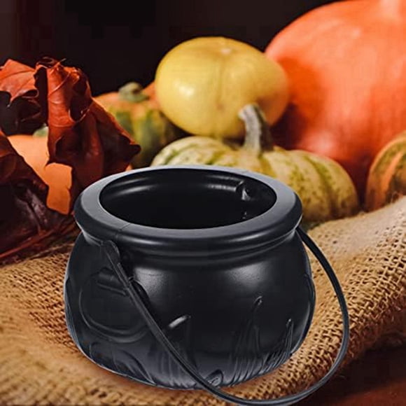 2X Black Cauldron Kettle Plastic Witch Kettle Patricks Cauldron Wizard Witch Cauldron Decoration Candy Kettle Bucket
