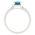 thumbnail image 4 of Clara Pucci 14K White Gold Solid Gold Turquoise Halo Anniversary Ring for Women - 0.89 cttw Princess Cut, 4 of 8