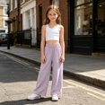 thumbnail image 4 of CPNG Girls Sweatpants Elastic High Waist Straight Wide Leg Baggy Pants Loose Fit Lightweight Breathable Street Style Casual Pants, 4 of 6