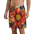 thumbnail image 2 of Kdxio Colorful Vintage Floral Pattern Pattern Mens Casual Shorts - Drawstring Summer Beach Sports Shorts for Men, 2 of 5