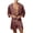 Coffee, variant on Mens Satin Robe Silky Bathrobe Lightweight Sleepwear Luxurious Pyjama Set Hooded Nightgown Navy