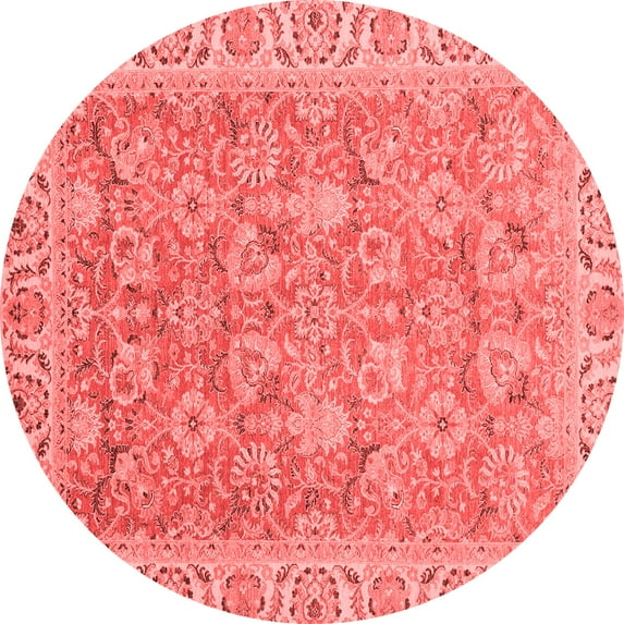 Ahgly Company Indoor Round Abstract Red Modern Area Rugs, 6' Round