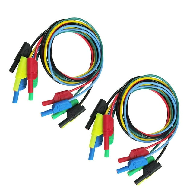 10x Banana A Banana Cable de Prueba de Silicona para Multímetro Terminales s de Instalación Eléctrica Cola Cable de prueba de conector banana