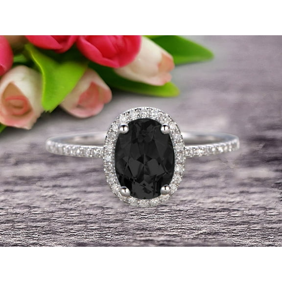 2 Carat Oval Cut Black Diamond Moissanite Engagement Ring Wedding Anniversary Gift On 10k White Gold