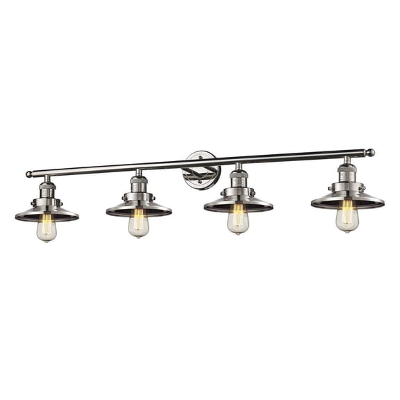 215-PN-M1-LED-Innovations Lighting-Railroad-14W 4 LED Bath Vanity in Traditional Style-44 Inches Wide by 6 Inches High   Polished Nickel Finish with