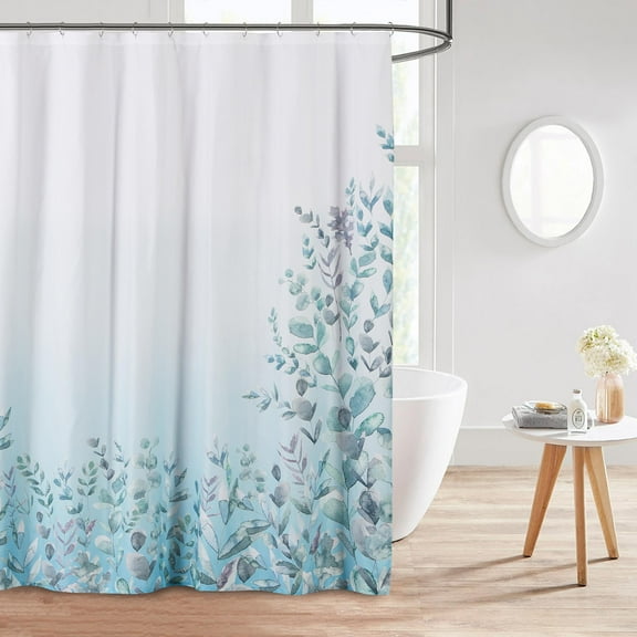 Style Quarters Shower Curtains for Bathroom Leaf Shower Curtain Leah Gray/Blue/Green and White Leaves Shower Curtain