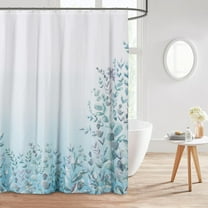 Style Quarters Shower Curtains for Bathroom Leaf Shower Curtain Leah Gray/Blue/Green and White Leaves Shower Curtain