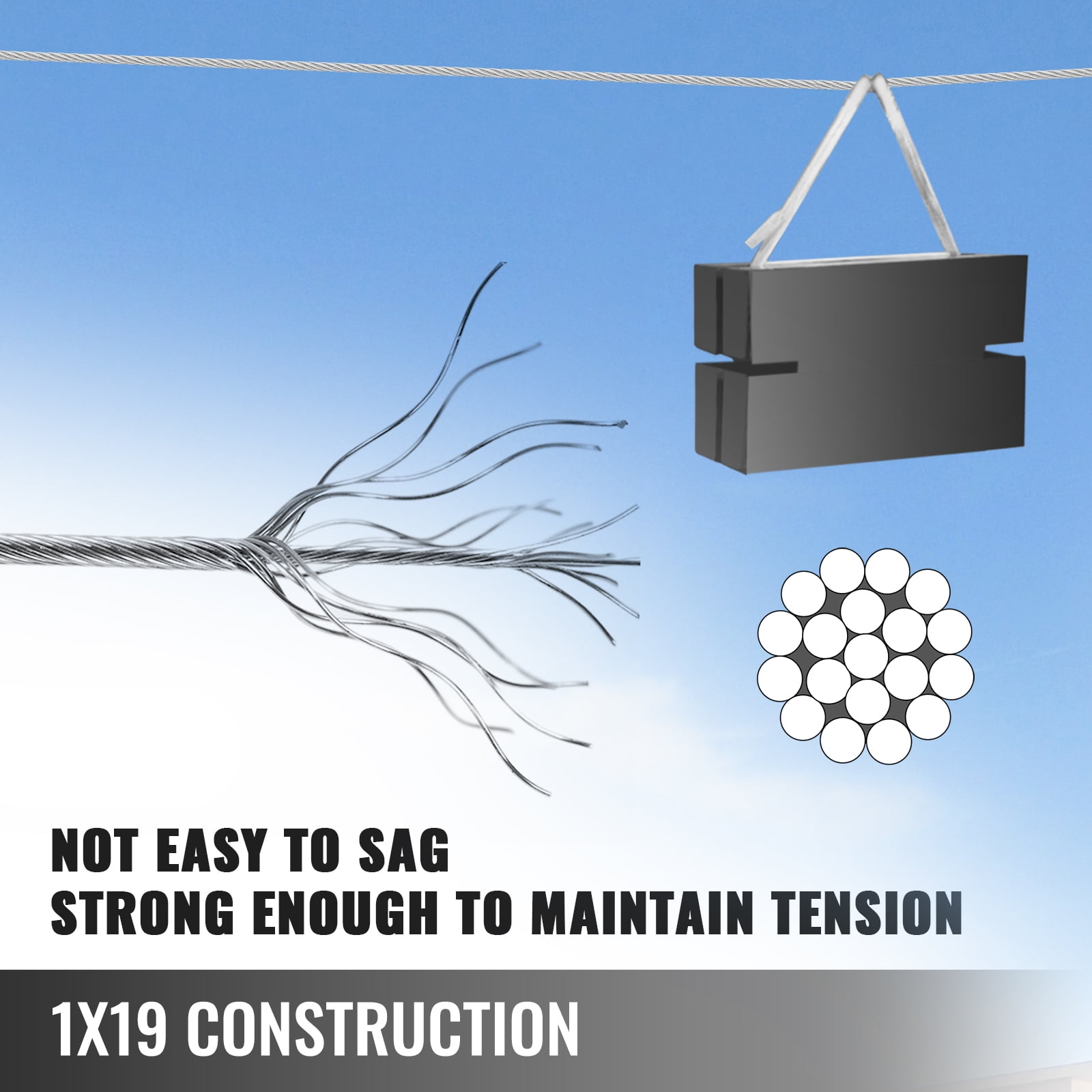500ft Stainless Steel Aircraft Cable 3/16 1x19 Marine Grade Type 316 Grade 500ft Stainless Steel Aircraft Cable 3/16 1x19 Marine Grade Type 316 Grade