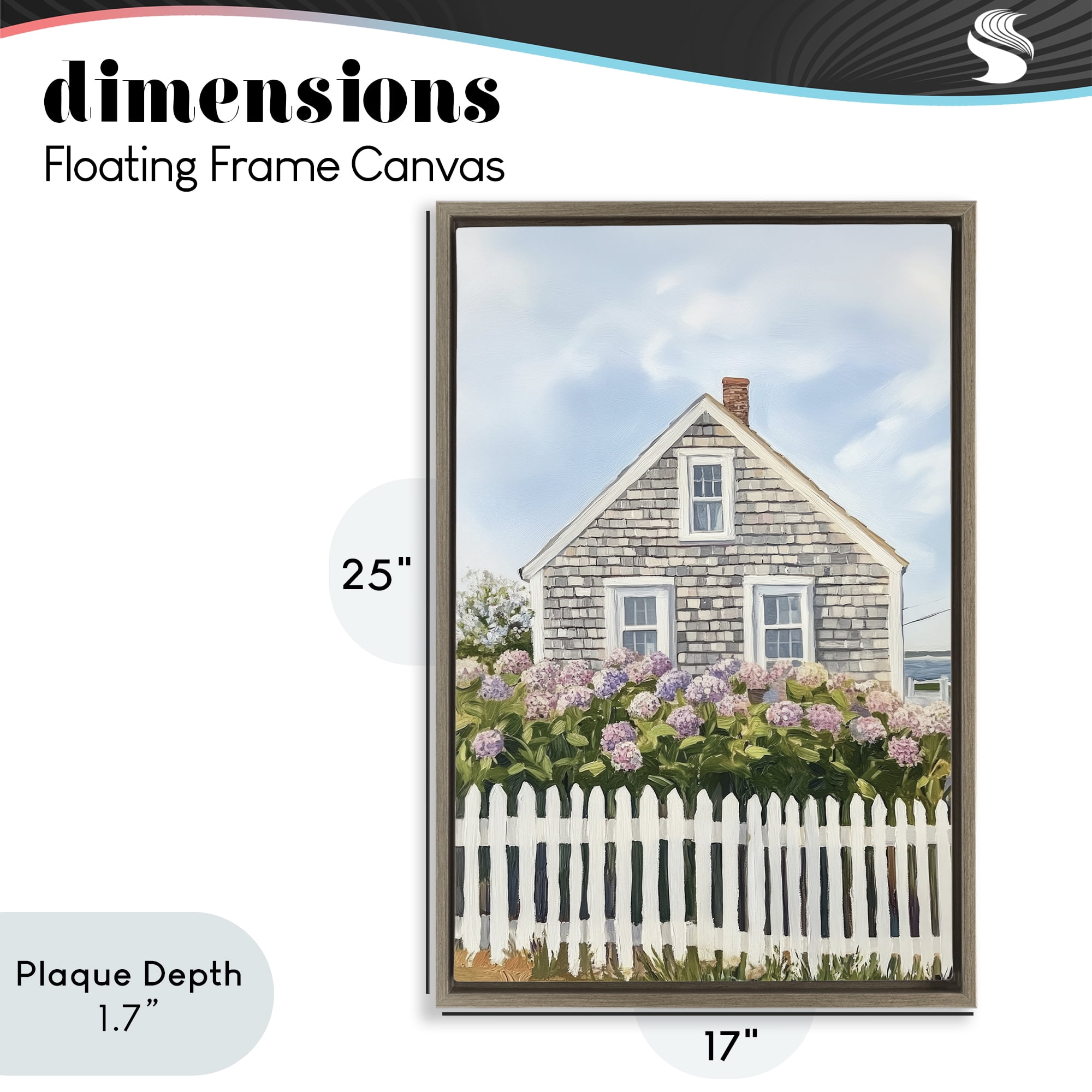 Stupell Industries Coastal Cottage Hydrangea Garden Brown Framed Floater Canvas Wall Art, design by Sisi and Seb