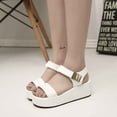 thumbnail image 4 of Anuirheih Women's Fashioh Summer Solid Peep Toe Casual Wedge Shoes Ladies Sandals Sandals Women (White), 4 of 8