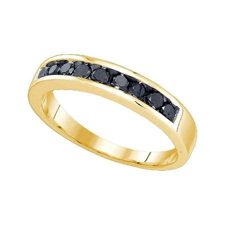 10kt Yellow Gold Mens Round Black Colored Diamond Band Wedding Anniversary Ring 1/2 Cttw