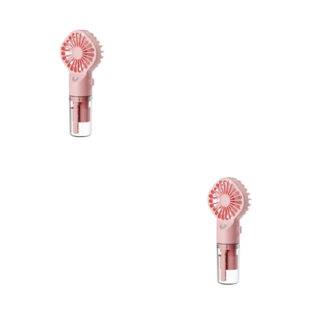 Bewildely Ventilador portátil ABS PP, 4 engranajes de repuesto para hombres y mujeres, funcionamiento silencioso, Color sólido, alimentado por Rosa 2Conjunto