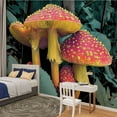 thumbnail image 2 of Peel and Stick Wallpaper Coloful Pink Yellow Red Mushroom Forest Dark Mushrooms Foliage Floral Modern Art Wall Mural Decor Self Adhesive and Removable 100in x 144in, 2 of 8