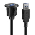 thumbnail image 5 of USB 3.0 Flush Mount Cable with Buckle- Dashboard Panel Dash Mount 1 Port USB Socket Plug Jack Connector Extension Wire Cord Water Resistant Male to Female for Car Truck Trailer Boat Motorcycle 3FT, 5 of 7