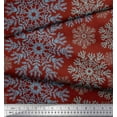thumbnail image 2 of Soimoi Red Japan Crepe Satin Fabric Snow Flakes Floral Decor Fabric Printed Yard 42 Inch Wide, 2 of 3