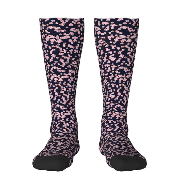 Fotbe Flower Calcetas Divertidas Estampadas para Hombre y Mujer, Calcetas de Algodón hasta la Rodilla para Caminar, Correr, Enfermería y Embarazo