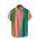 thumbnail image 3 of Camisa con estampado de líneas degradadas de verano para hombre, camisas de playa hawaianas de verano para fiestas, ropa de calle con solapa de gran tamaño para hombre, 3 of 5