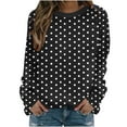 thumbnail image 7 of VEKDONE Women’s Polka Dot Print Sweatshirt Long Sleeve Crewneck Casual Pullover Tops Loose Fit Lightweight Basic Sweatshirts, 7 of 7