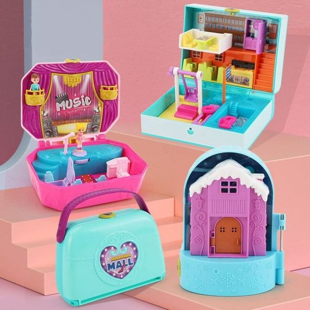 Playhouse Toy with Music Light Bright Color Smooth Edge Fun Figures Educational Mini Theme Box Toy for Kids Style A One Size