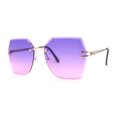 thumbnail image 2 of SA106 Womens Angular Beveled Rimless Butterfly Sunglasses Gold Purple Pink, 2 of 4