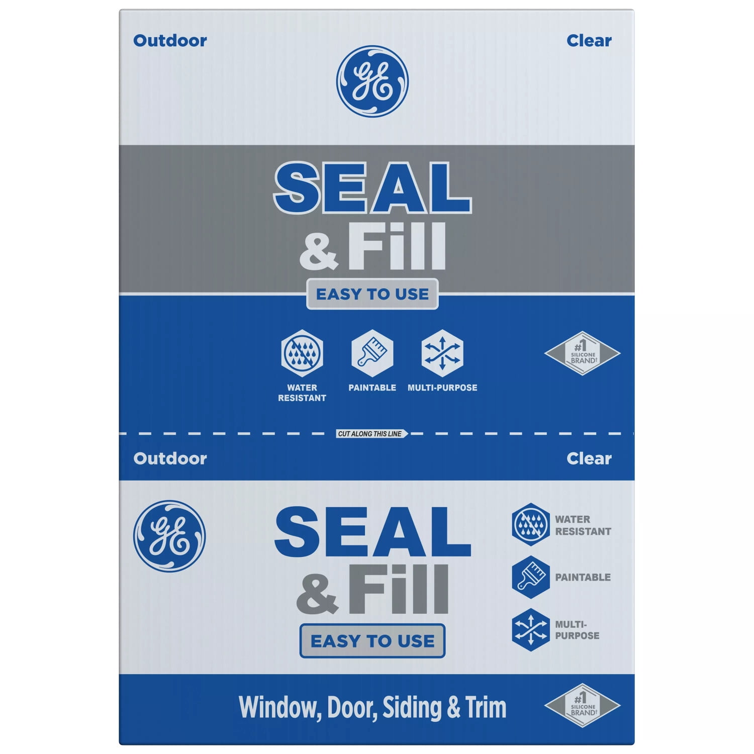 (6 pack) GE Seal And Fill Multipurpose Window & Door, Pack of 1, Clear 10 fl oz Cartridge