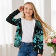 thumbnail image 5 of POLERO Girls Zip Up Cropped Hoodies Teen Long Sleeve Bling Butterfly Blue Sweatshirts Kids Fall Casual Jacket with Pockets, 6-7 Years, 5 of 7