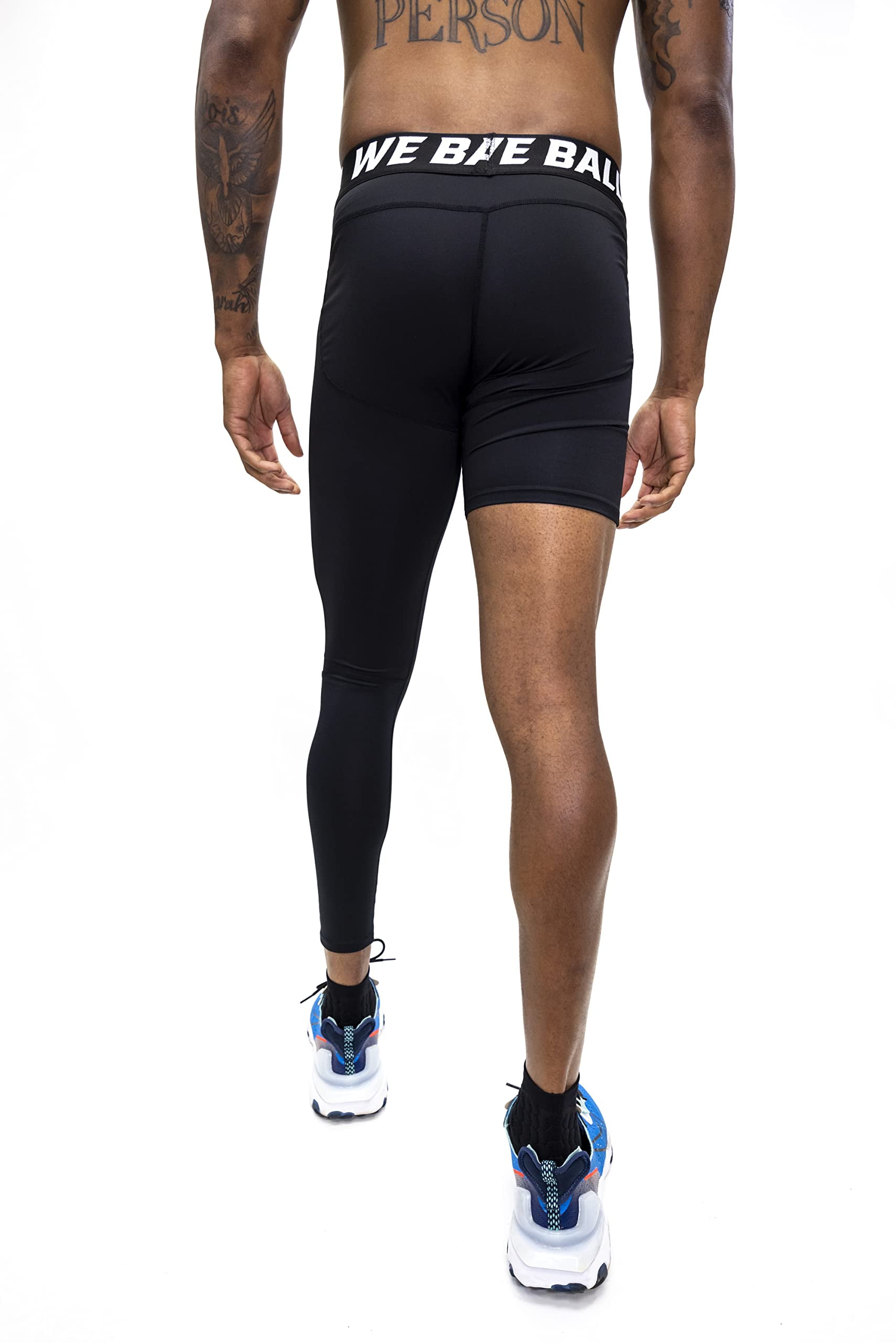 We Ball Sports Athletic Men's Single Leg Sports Tights  One Leg  Compression Base Layer Leggings for Men (Black, FULL M) 
