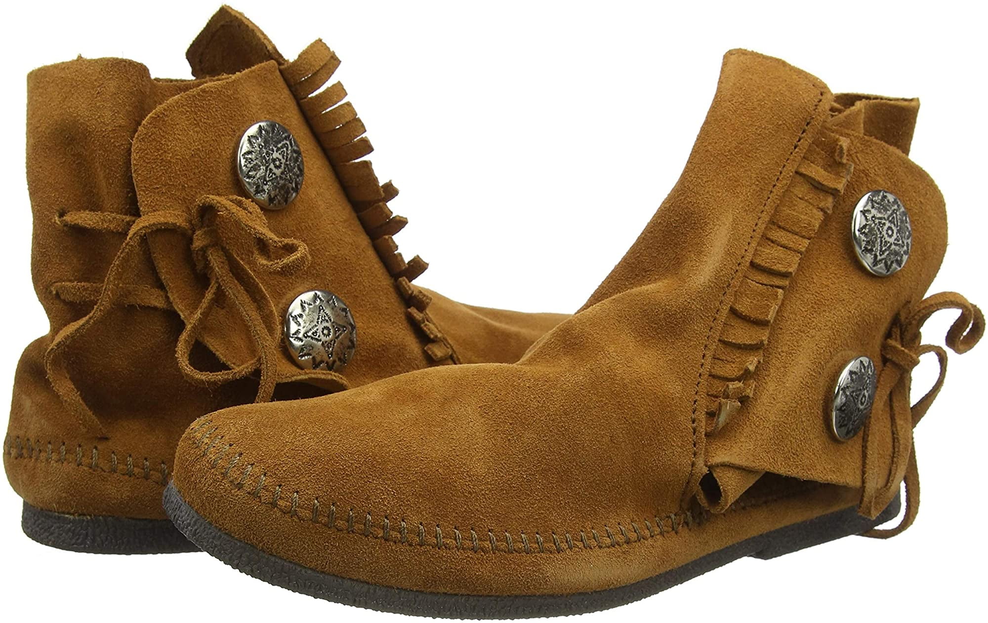 Minnetonka Mens Two Button Hardsole Boot As Seen on Brad Pitt - Technical View