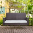 thumbnail image 2 of Outsunny 2-Person Outdoor Rattan Porch Swing with Cushion and Steel Chains, Beige, 2 of 10