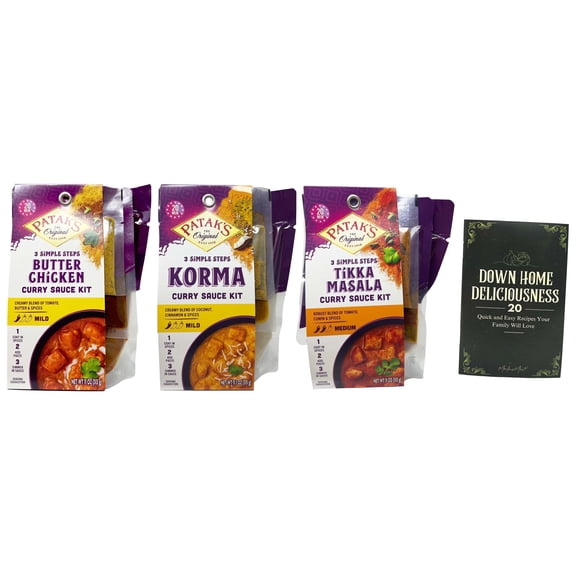 3 Step Meal Kits - 3 Flavors - 1 Each: Butter chicken, Korma, Tikka Masala (11-11.1 oz)   MerlinsMart Zine | Patak's