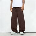 thumbnail image 6 of Men's Wide Leg Sweatpants Baggy Casual Drawstring Waist Joggers Lounge Sweat Pants with Pockets Coffee M, 6 of 6