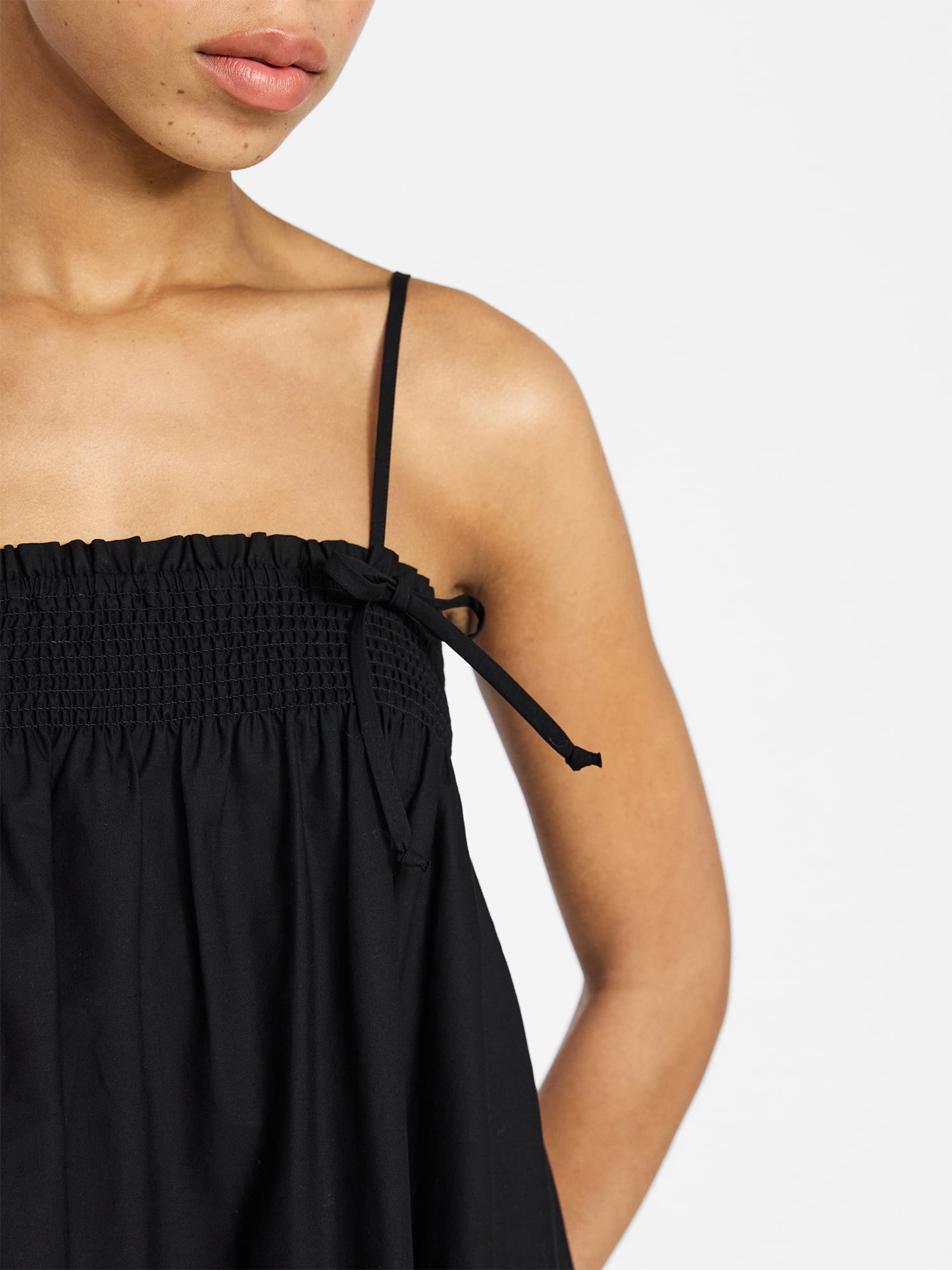 No Boundaries Cotton Poplin Smocked Mini Dress with Tie Straps, Women's XXS-XXL