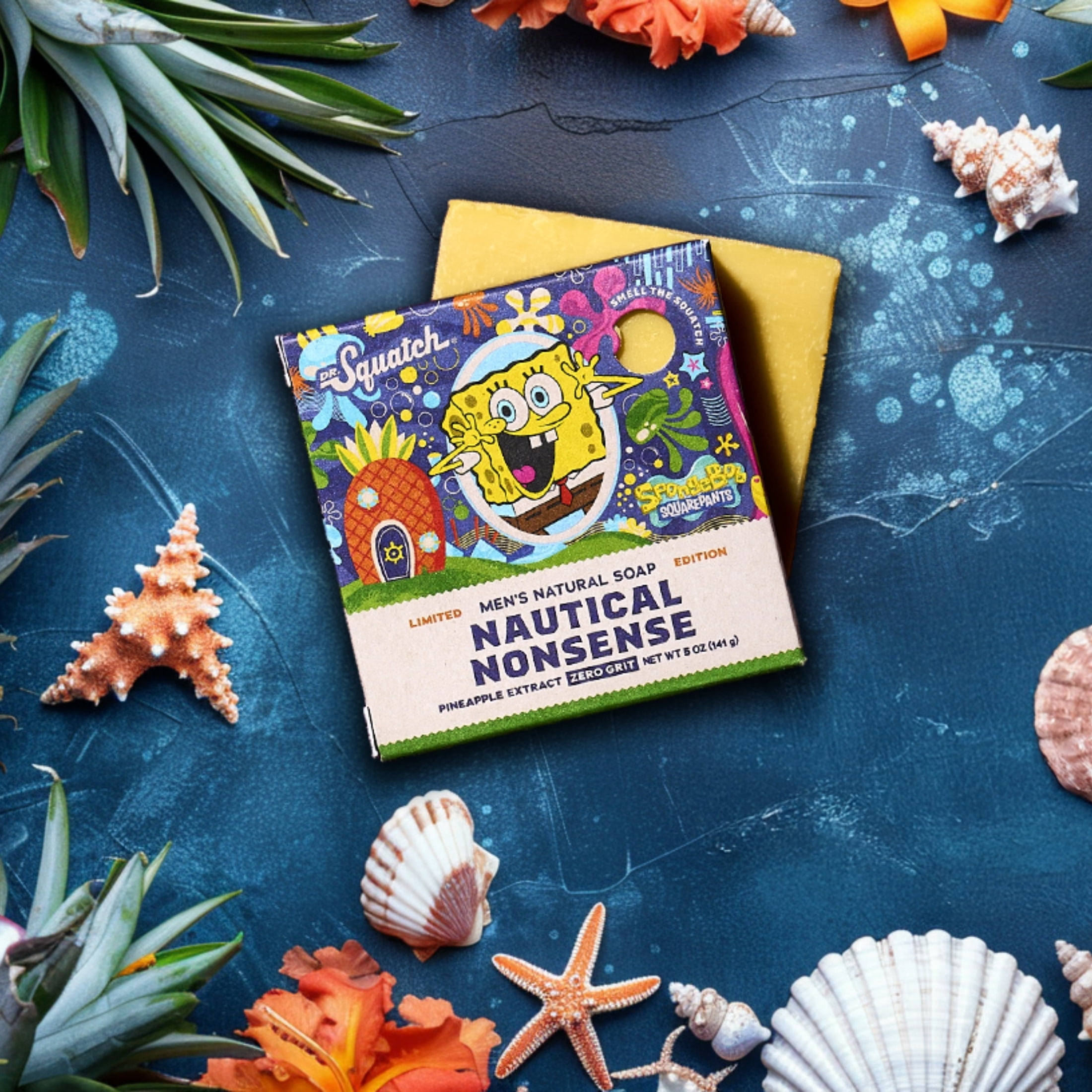 Dr. Squatch SpongeBob SquarePants Limited Edition Natural Bar Soap for Men, Nautical Nonsense, 5 oz