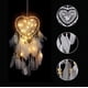 thumbnail image 3 of Atrapasueños con forma de corazón, estilo bohemio, luz LED hecha a mano, decoración romántica para colgar en la pared (blanco, con luces) Ormromra LKX-1422-3, 3 of 9