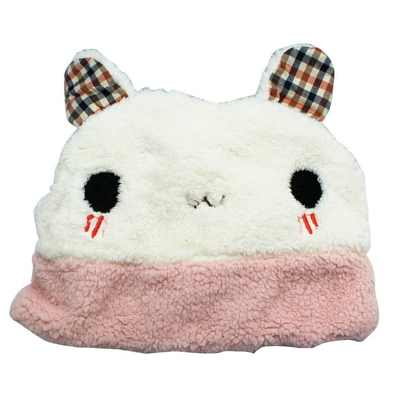 Preciously Cute Bunny Rabbit Plush Hat - Rabbit Face Cozy Plush Hat ( One Size)