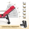 thumbnail image 5 of Harbweb Outdoor Chaise Lounge Chair , 5-Position Adjustable Sun Tanning Chair with Pillow, Aluminum Patio Lounge Chair with Wheels & Armrests for Garden, Beach, Patio, Pool, Red, 5 of 8