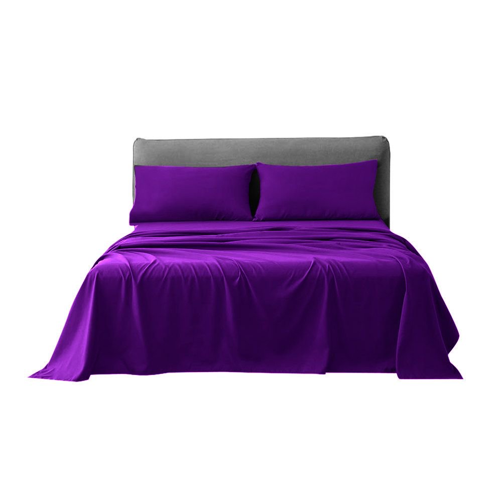 4pc Solid Purple King Sheet Set with 15 Inch deep pocket, 100